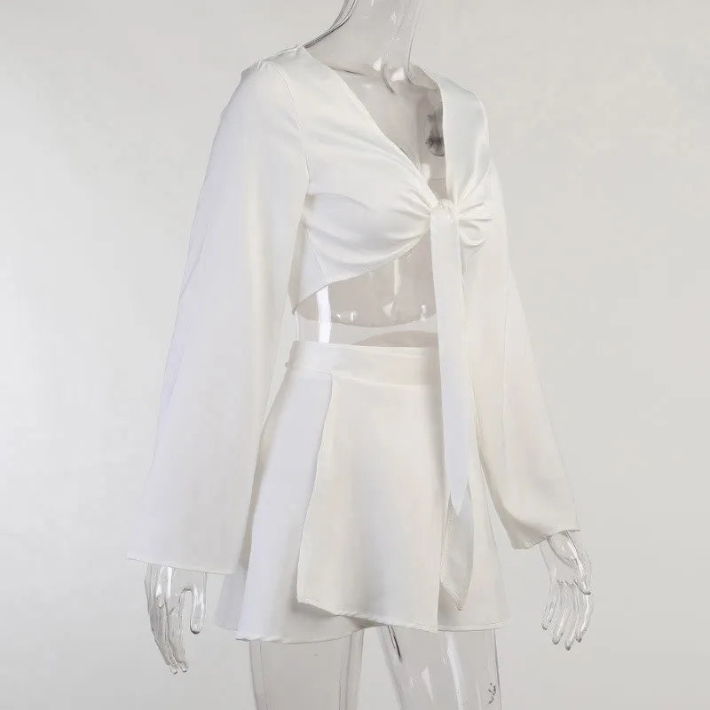 Y2k Two Piece Set Women Autumn White Lantern