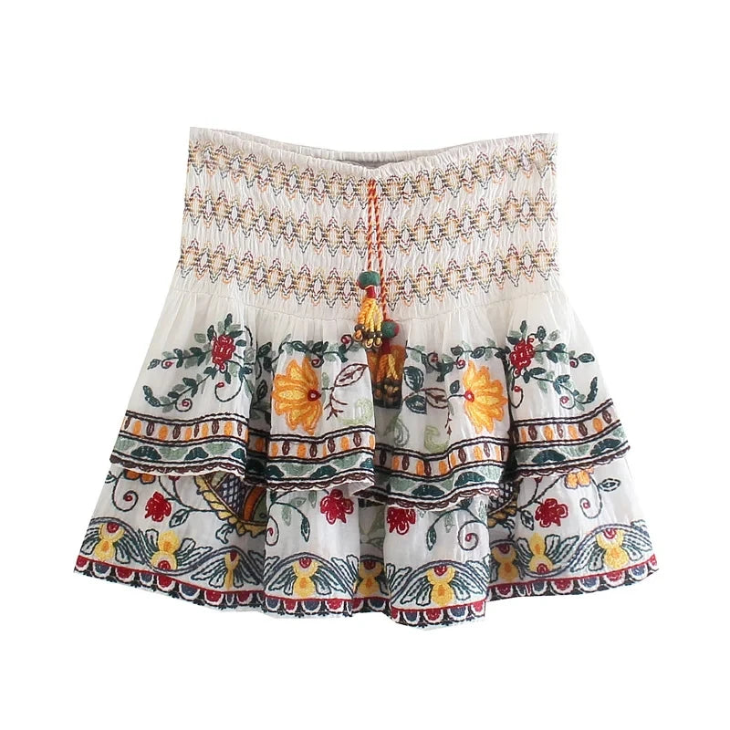 Women Autumn Embriodery Skirt Set Outfits