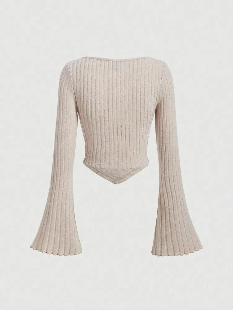 Sweetheart Neck Rib-knit Crop Top